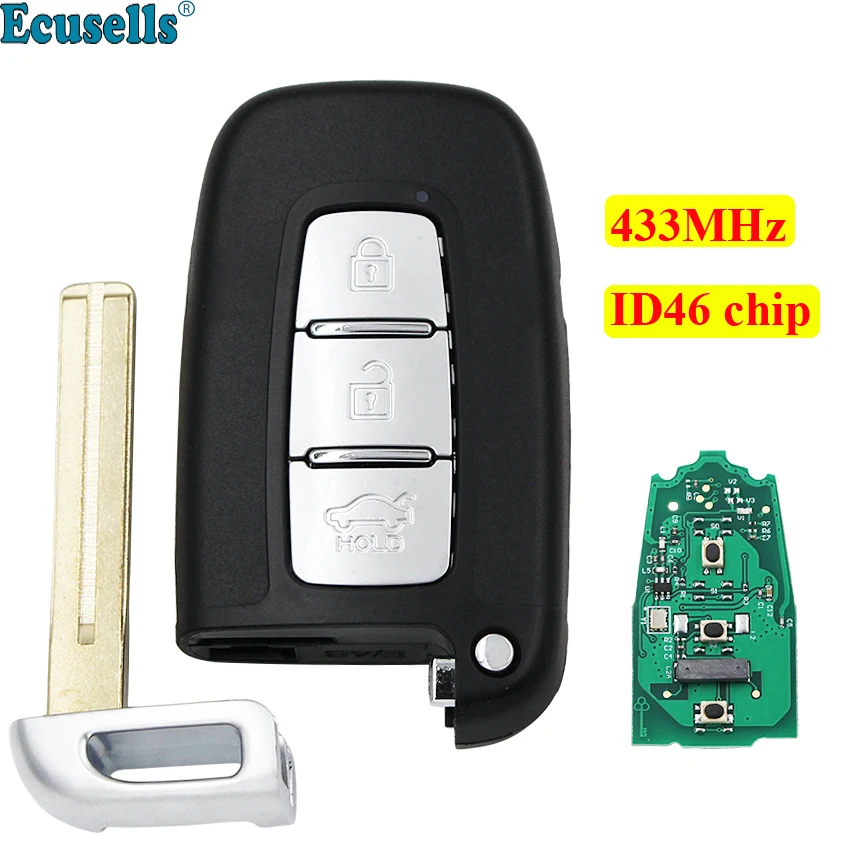 Умный дистанционный ключ с 3 кнопками 433 МГц и чипом ID46 для Hyundai Veloster IX35 Santa Fe I30 2012