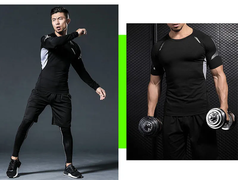 

Men Sportswear Compression Sport Suits Quick Dry Running Sets Clothes Sports Joggers Training Gym Fitness Tracksuits Running Set