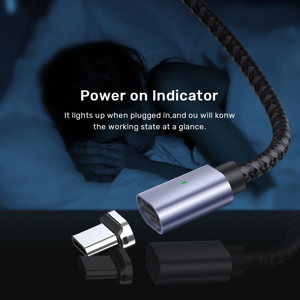 Магнитный кабель TOPK usb-c Micro USB для быстрой зарядки и передачи данных мобильный
