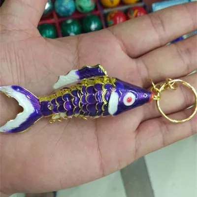 Carp purple Маленький креативный эмалированный брелок с золотой рыбкой, брелок с рыбкой, китайский этнический перегородчатый ювелирный аксессуар, брелок, Подарочная подвеска-Шарм - Цвет: Carp purple