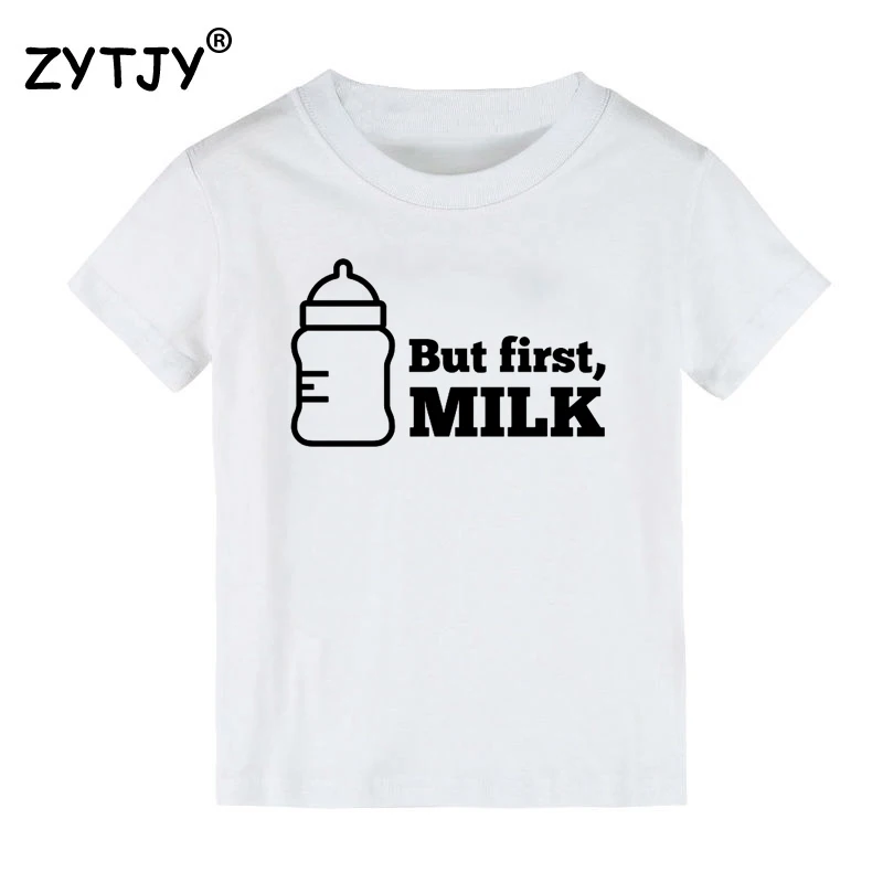 

But First Milk Print Kids tshirt Boy Girl t shirt For Children Toddler Clothes Funny Tumblr Top Tees Drop Ship CZ-74
