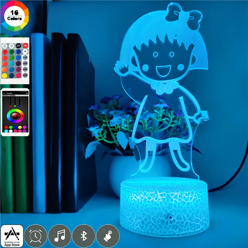 

Anime Chibi Maruko-chan Cartoon Lampara LED Night Light for Kid Room Color Changing 3D Table Lamp Bedroom Light Children Gifts