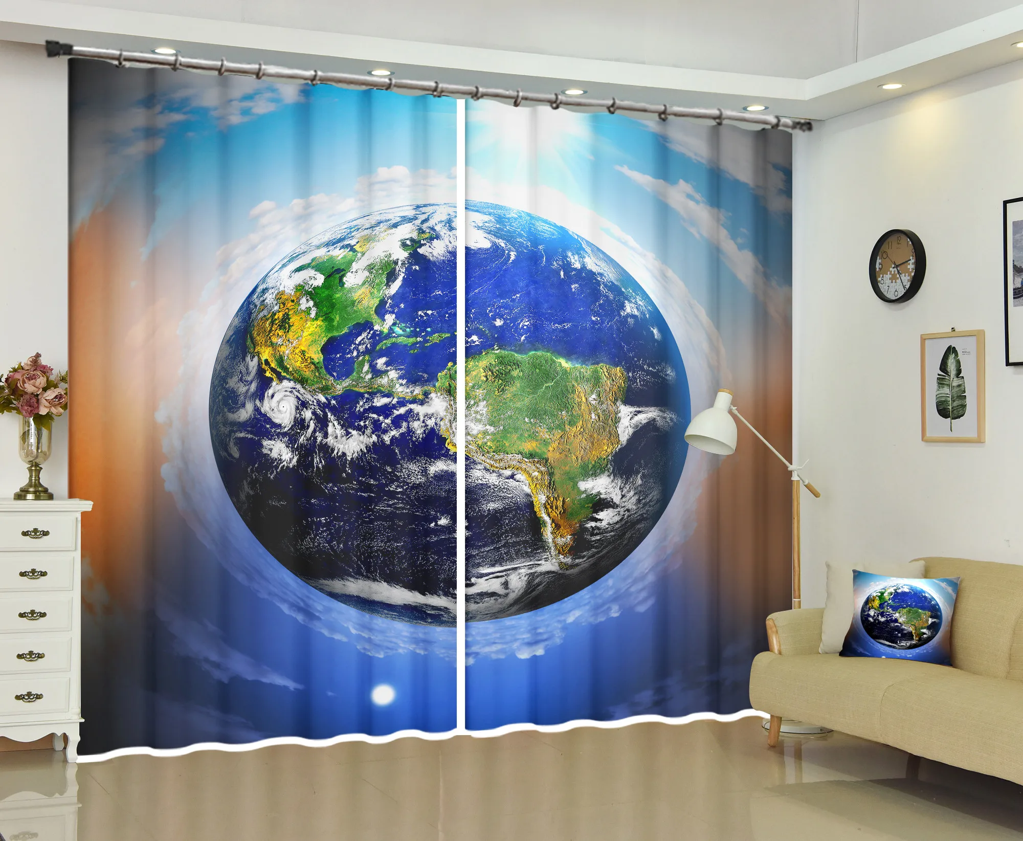 Космическая планета черная дыра личности 3D затемненные шторы на карту