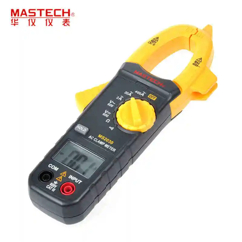 MASTECH MS2030 2A-400A Мини AC цифровой клещи мультиметр AC DC Напряжение/AC Ток/сопротивление/диод