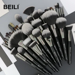 Набор кистей для макияжа BEILI, натуральный черный, 40 шт., для нанесения основы, пудры, консилера, теней для век