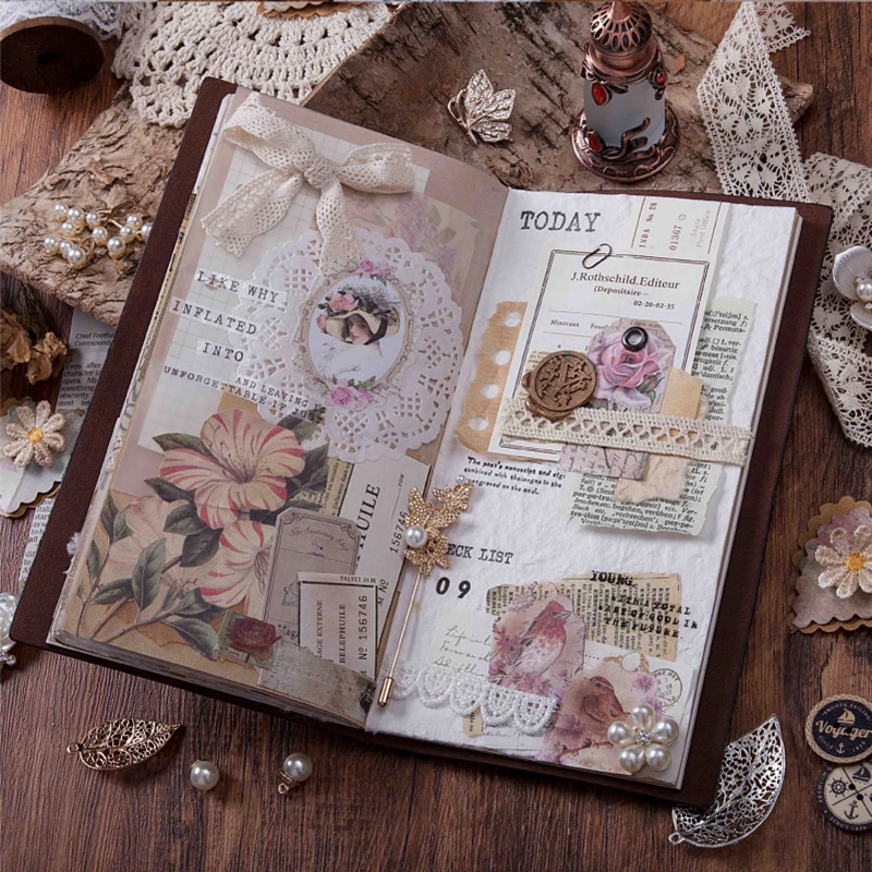 Наклейки декоративные в стиле ретро с птицами цветами бабочками 45 шт. |