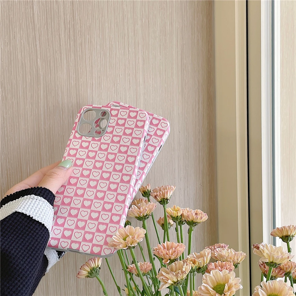 Милый розовый телефонный чехол с сердечками и точками для iPhone 11 12 Pro XS Max XR X 7 8 Plus