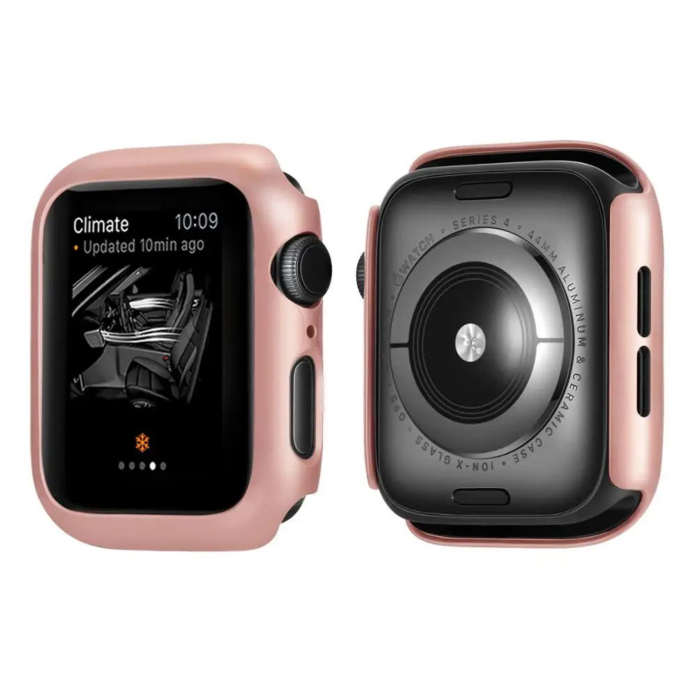 Чехол для Apple Watch 4, 5, 3, 2, 1, 40 мм, 44 мм, с краями, чехол s для iWatch Series 3, 2, 42 мм, 38 мм - Цвет: Розовый