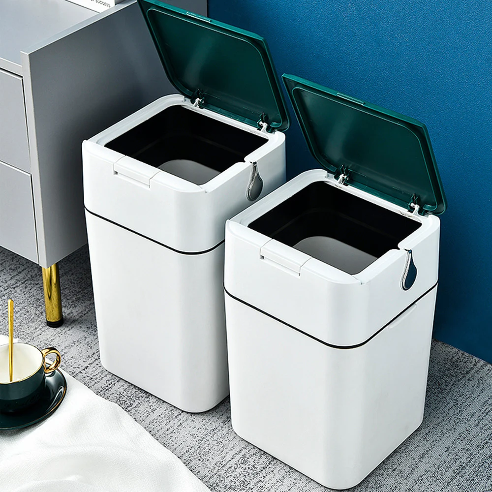 

Зажимная мусорная корзина 15 л/18 л, водонепроницаемая Бытовая ванная комната, кухня, вместительные мусорные корзины для туалета