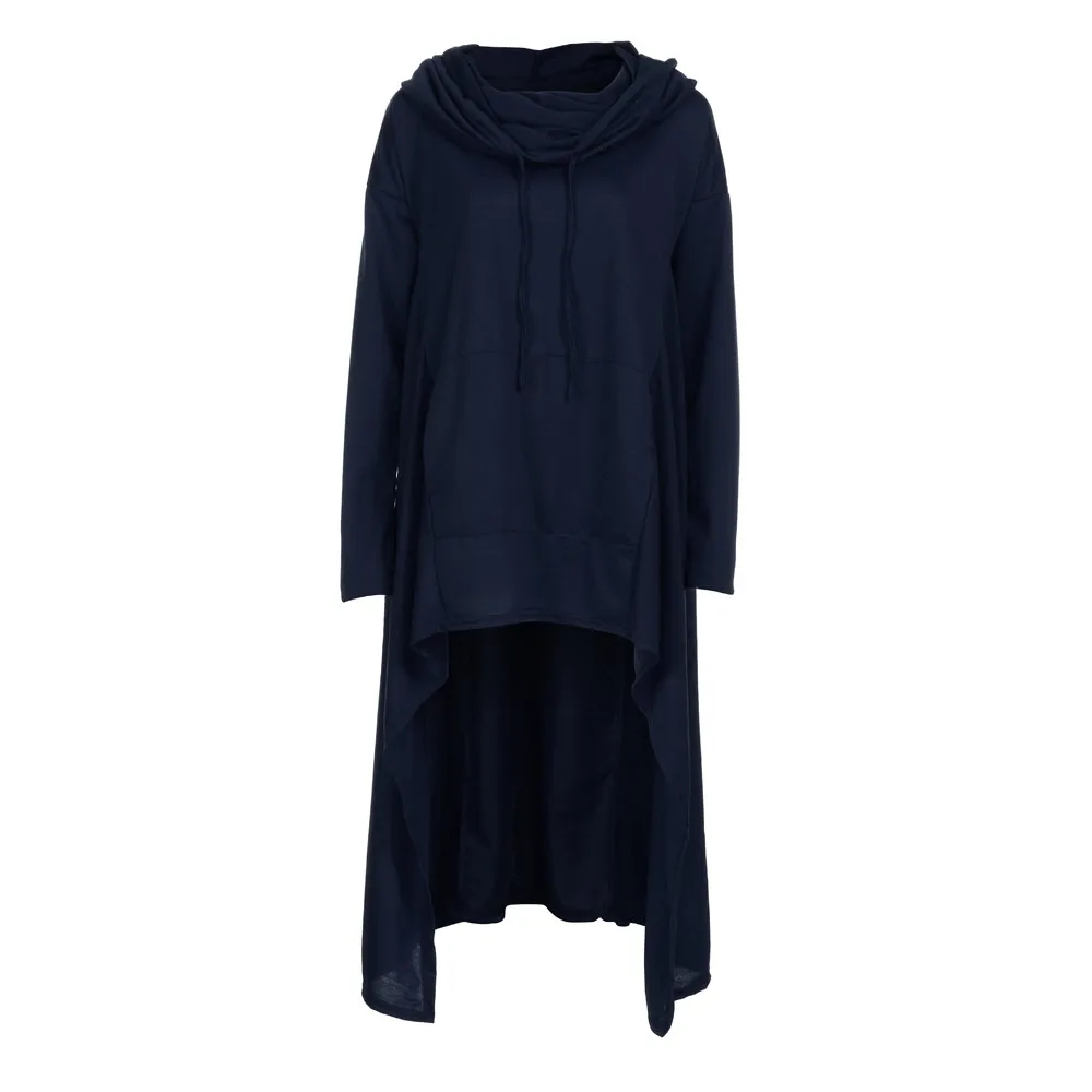 5XL Женская однотонная свободная Длинная толстовка с асимметричным подолом с капюшоном, толстовка со шнурком, необычная уличная женская верхняя одежда Sudadera# Y3