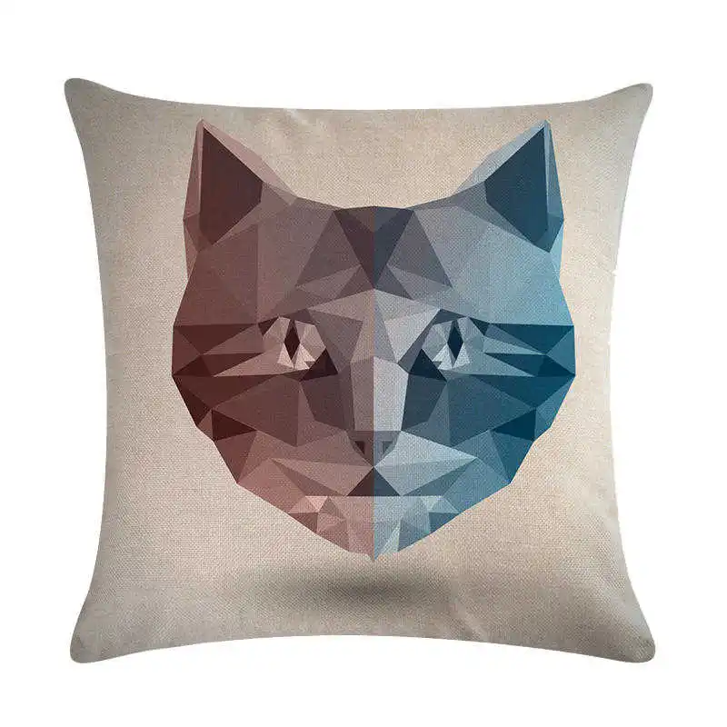 

Geometric Animal Head Pattern Cotton Linen Cushion Cover Pillow case Home Decor