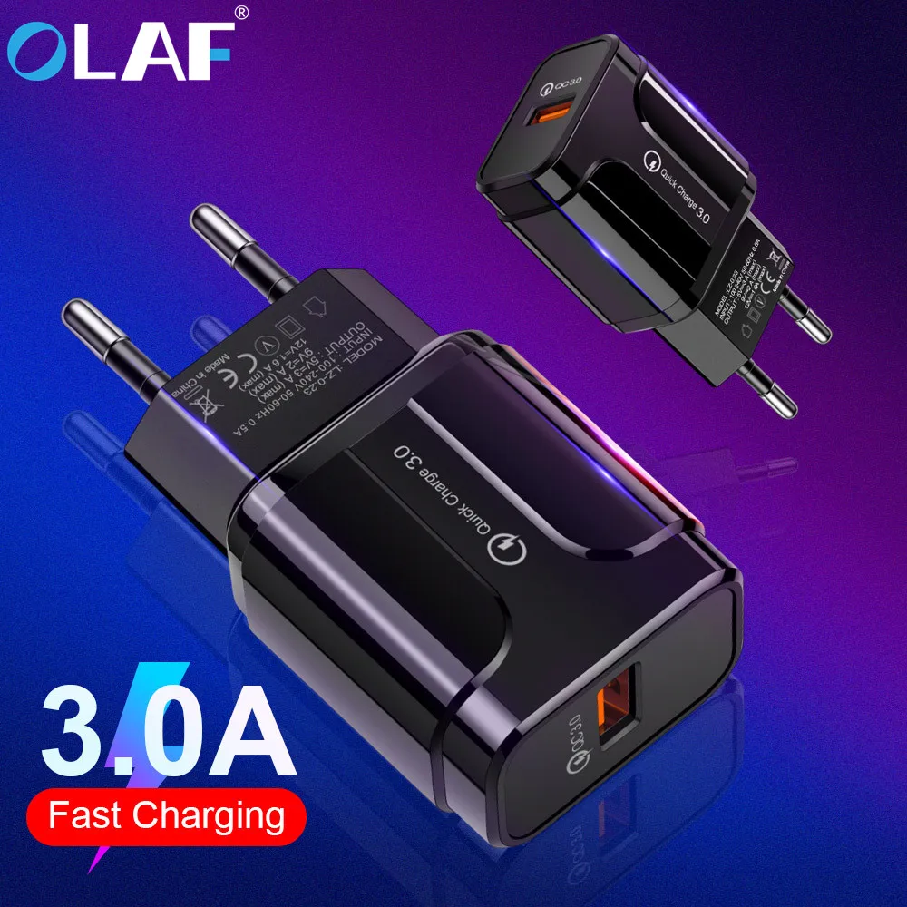 Олаф quick charge 3,0 USB зарядное устройство Универсальное зарядное устройство для мобильного телефона для iPhone 6 7 8 XS Max Быстрая зарядка настенное зарядное устройство для Xiaomi