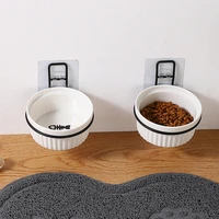 wall mounted ceramic cat dog bowls pet cat puppy feeding product food water bowl for cat dog pet supplies cat food shelf
