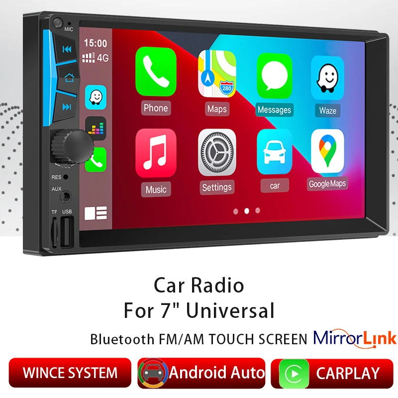 Автомагнитола Carplay 7 дюймов Android Bluetooth FM радио MP5 плеер Mirrorlink mp3 2Din универсальный