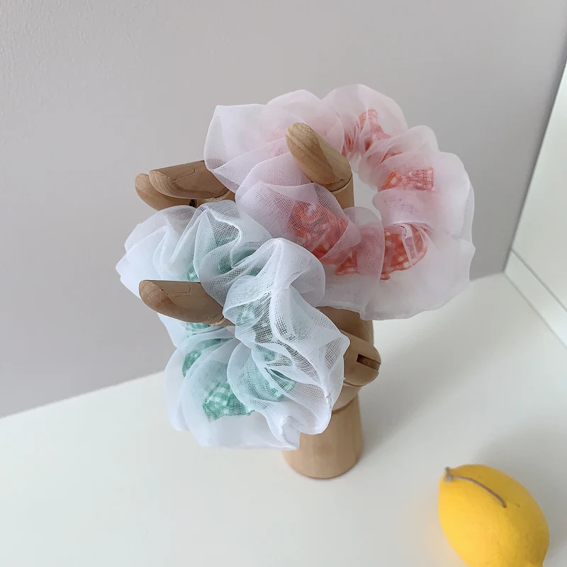 Радужная прозрачная резинка для волос эластичная девочек милая сетчатая хвоста