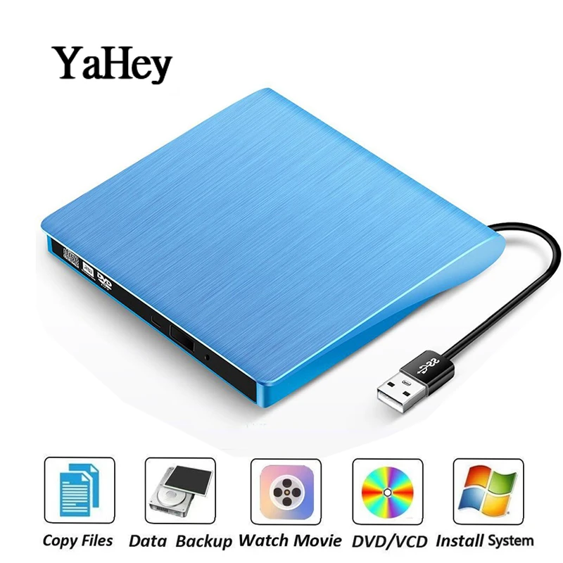 YAHEY USB 2,0 внешний CD/DVD RW привод Оптический DVD-RW записывающее устройство CD/DVD плеер Портативный для ноутбуков ПК Windows