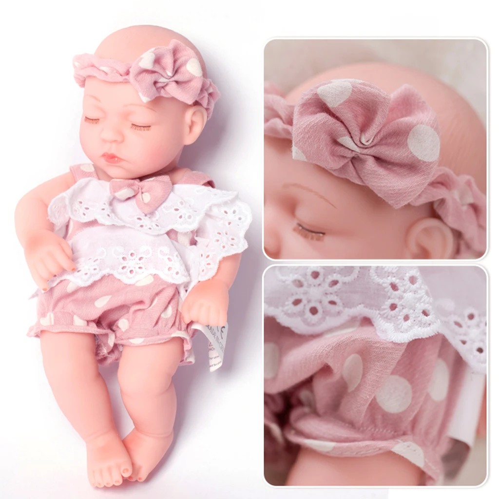 

11inch Lovely Reborn Sleeping Girl Doll In Pink Clothes Kids Birthday Gift