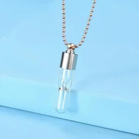 2pcs glass hourglass cremation jewelry urn necklace for ashes urns pendants cylinder bottle memorial charm