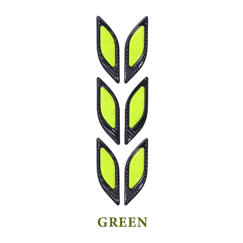 Style C Green 2 шт. 3D автомобиля светоотражающие задние анти-столкновения полосы углеродного волокна бампер полоски Предупреждение льная лента Безопасный отражатель наклейки декор - Цвет: Style C Green