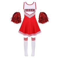 kids girls cheerleader costume high school student uniform cheerleading dance performance musical cosplay dress socks flower set
