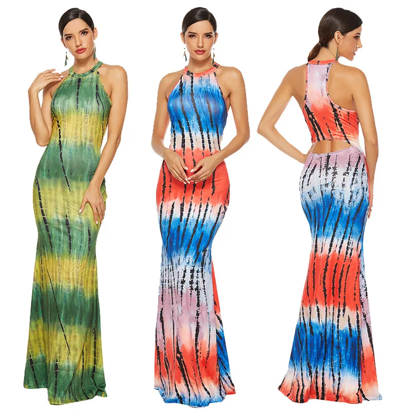 Новинка международная торговля женское платье с красочным принтом сексуальным