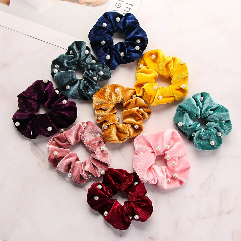 Женские модные аксессуары для волос бархатные жемчужные резинки эластичные