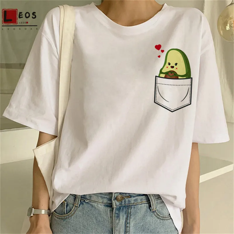 

Avocado Women T-shirt Harajuku Loose Large Size Short Sleeve For Kawaii Vogue Casual Female Tops New Fashion Summer Girls Tees