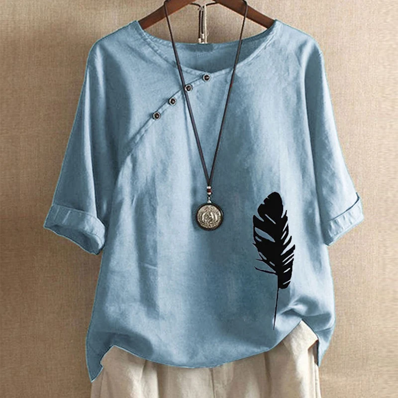 Повседневная блуза с рукавом в три четверти женские блузки и рубашки О-образным