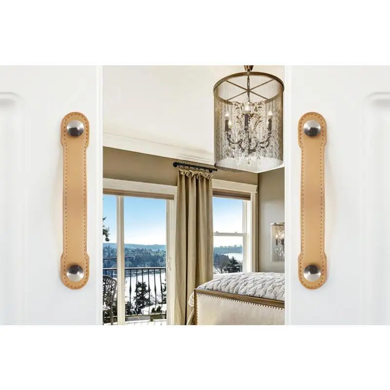 Простая ручка для двери из растительного дубления 128 мм мягкая детской комнаты