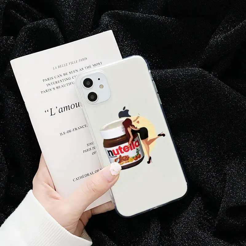 

food Chocolate Nutella Printed Pizza Phone Case Transparent for iPhone 6 7 8 11 12 s mini pro X XS XR MAX Plus cover funda shell