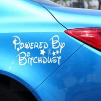 1pc white powered by bitch dust personality car sticker or window walls car 1025cm sticker text decal mirror fridge q7h0