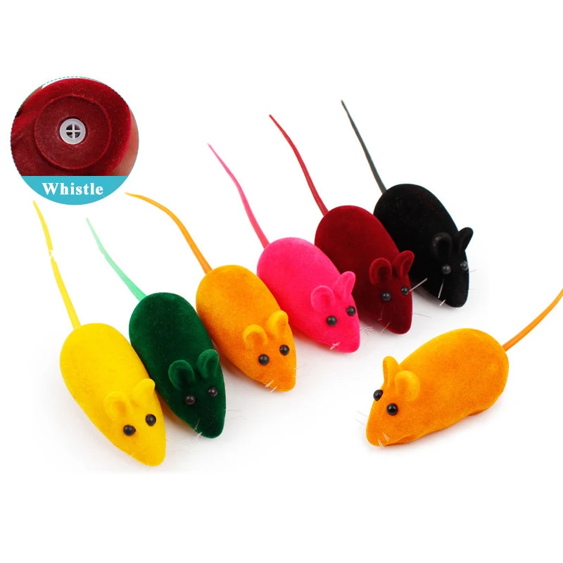 1 шт. на кроличьем меху накладные Мышь кошка резиновую игрушек с перьями игрушки