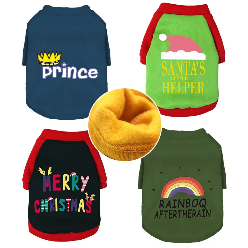 

Pet Dog Winter Casual Sweatshirt Puppy Warm Letter Pattern Thickening Thirt Coat Puppy For Small Medium Dogs Puppy Yorkshire