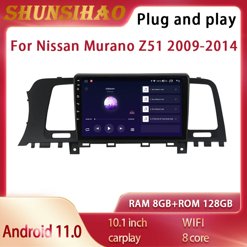

Автомагнитола на Android 11 с GPS-Навигатором для 10,1 дюймового Nissan Murano Z51 2009-2014 видеоплеер магнитофон для CarPlay мультимедиа 128G