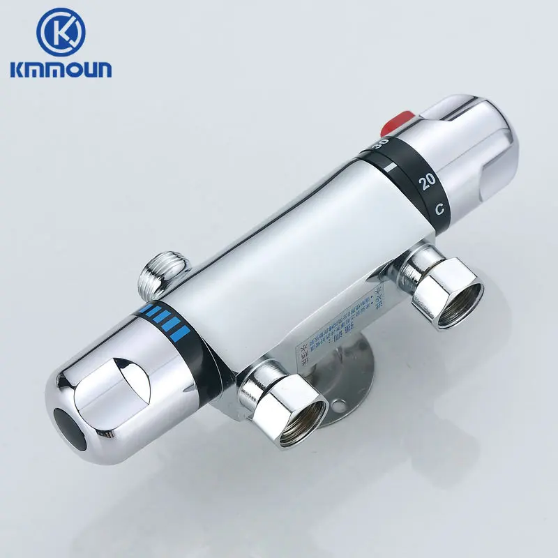 Латунный хромированный Термостатический смеситель для душа с двойной ручкой