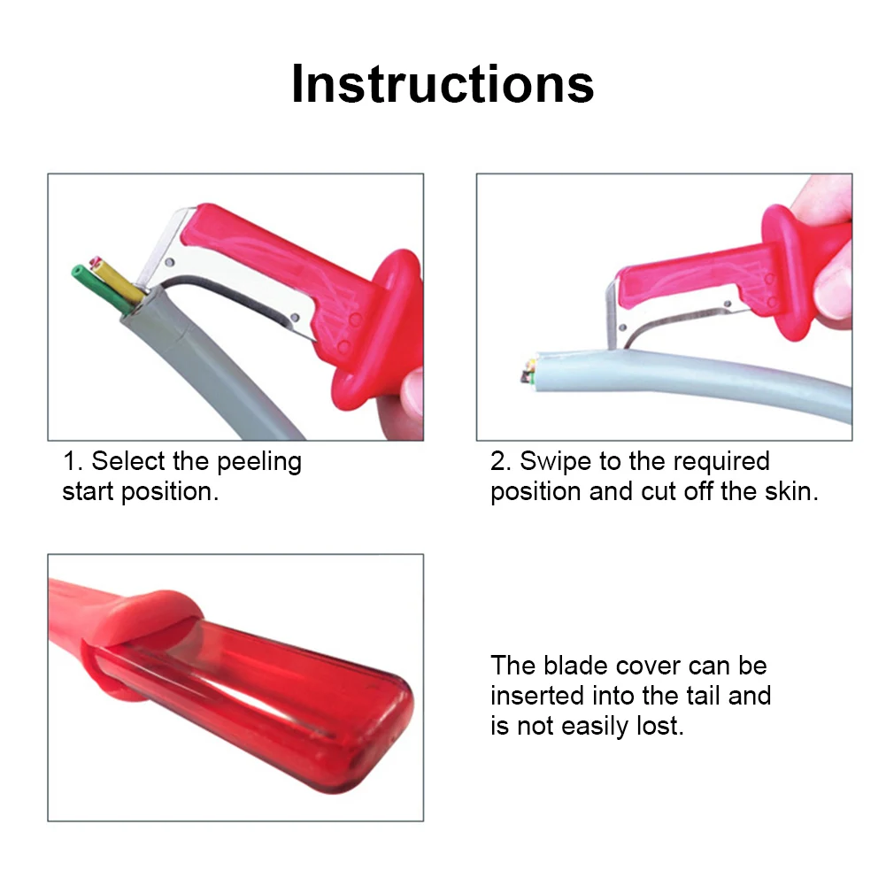 

Cable Stripping Knife With Protective Cap Stainless Steel Manual Electrician Insulation Peeling Knife Wire Stripper Knife