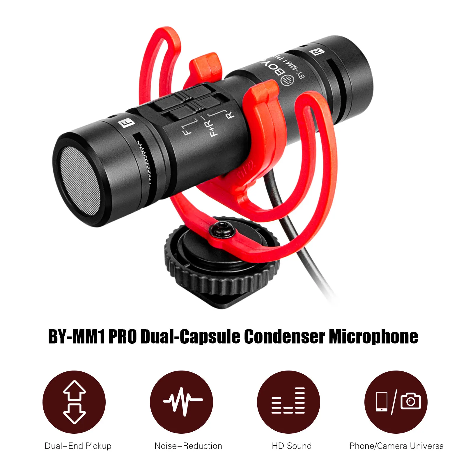 BOYA BY-MM1 PRO двойной головкой на штативе и микрофона видеокамеры суперкардиоидный