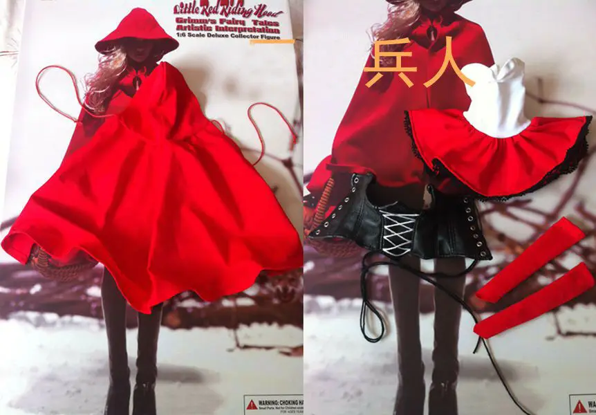 

1:6 Scale Little red ridding Hood Clothes Set For 12" Female Figure Body