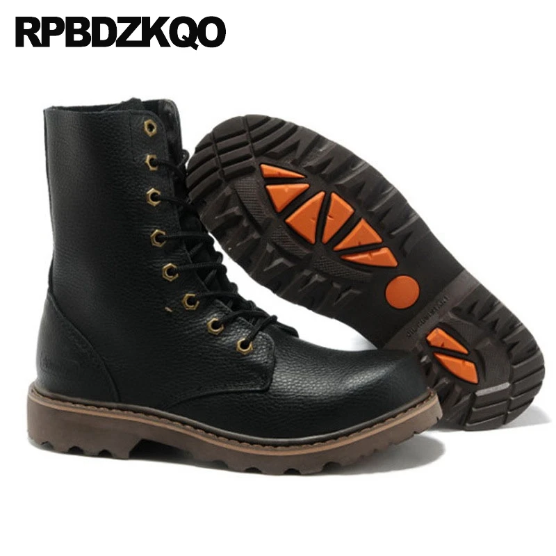 Ботинки мужские из натуральной кожи армейские ботинки до середины икры на