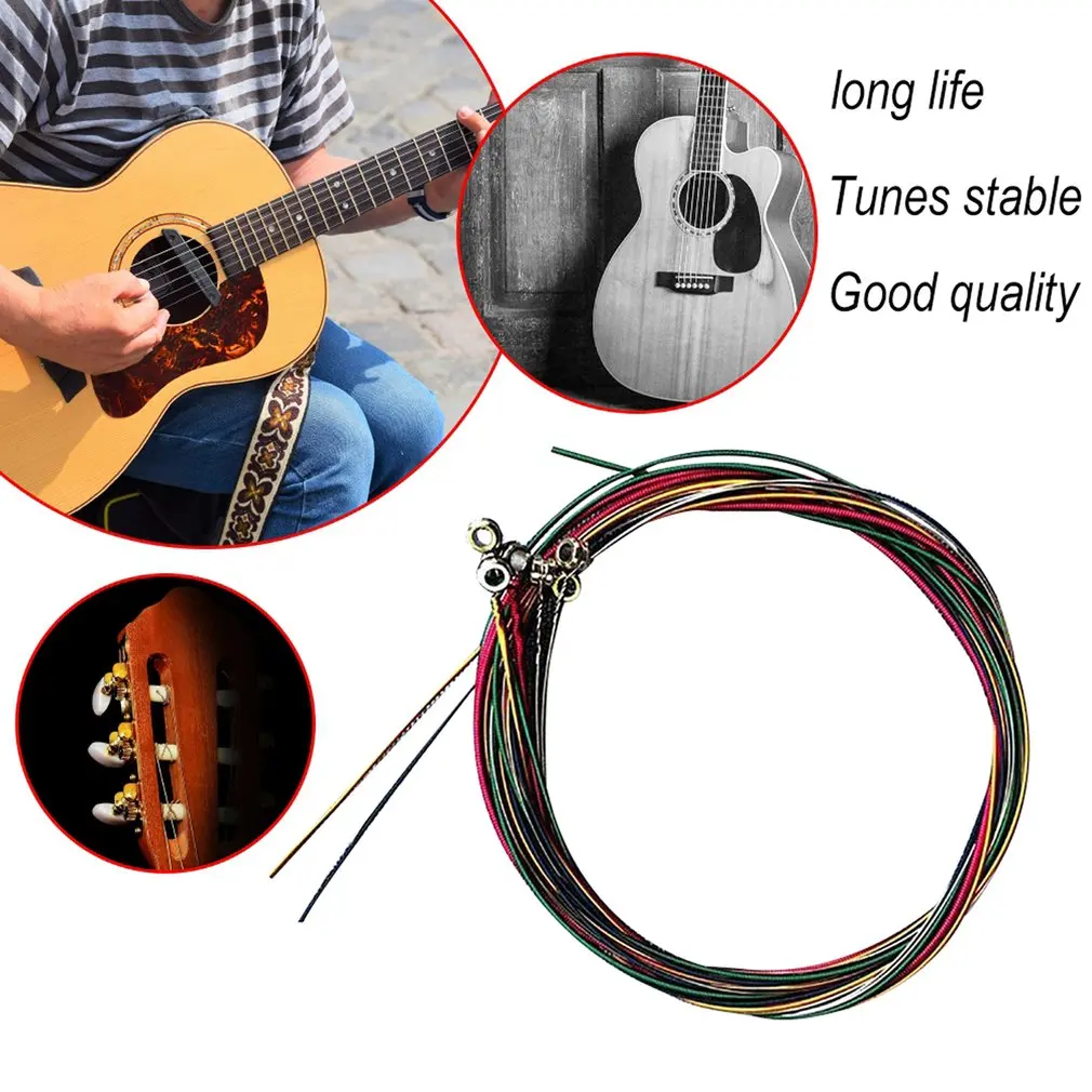

6Pcs/set Rainbow Colorful Guitar Strings E-A For Acoustic Folk Guitar Musical Instruments