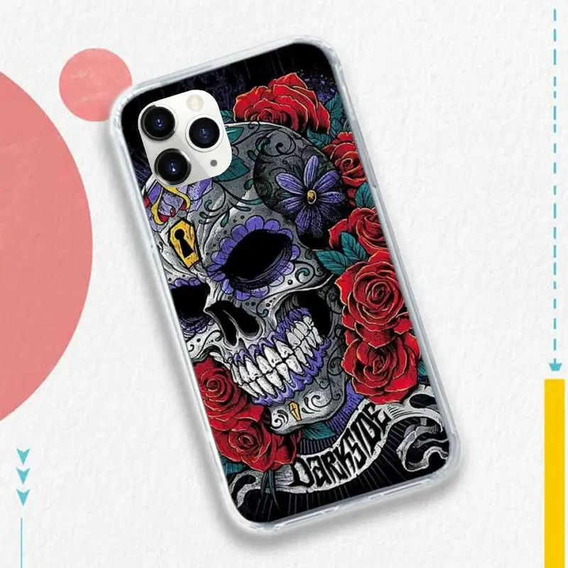 

Luxury flowers Skull Skeleton Phone Case for iPhone 11 12 pro XS MAX 8 7 6 6S Plus X 5S SE 2020 XR