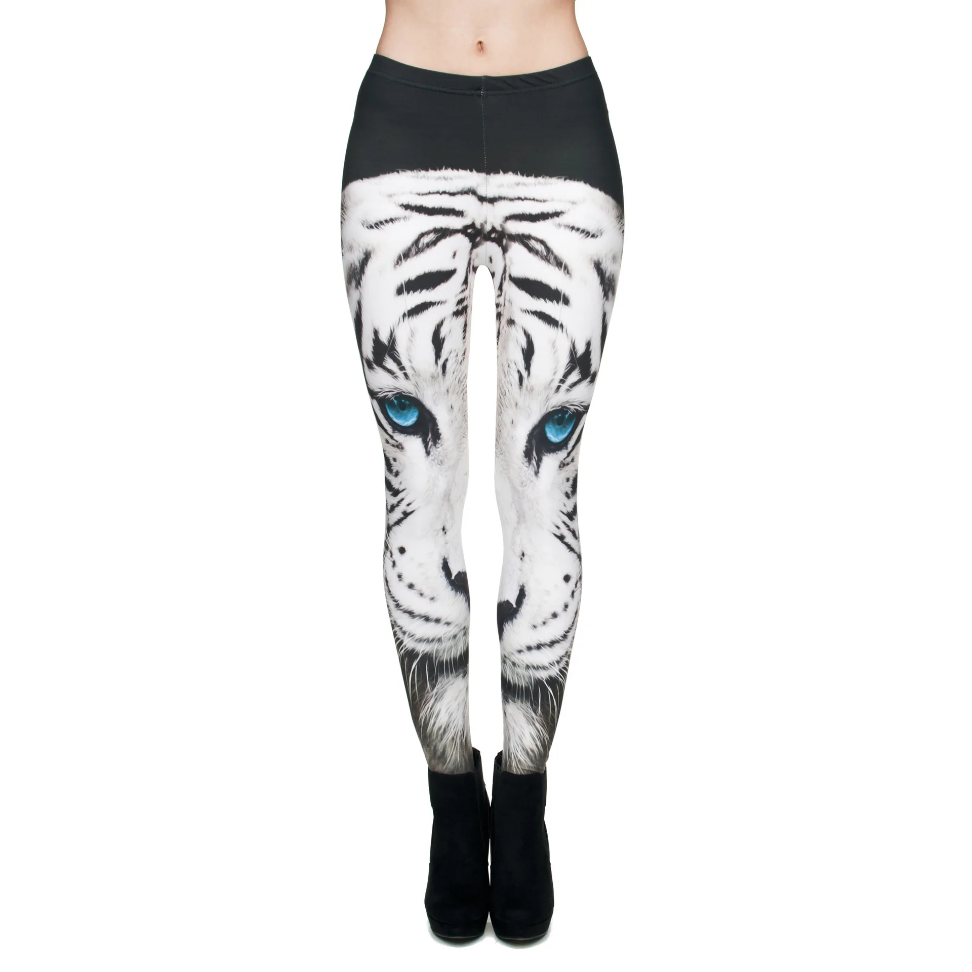 Леггинсы женские из полиэстера с принтом Тигр и высокой талией|Легинсы| |
