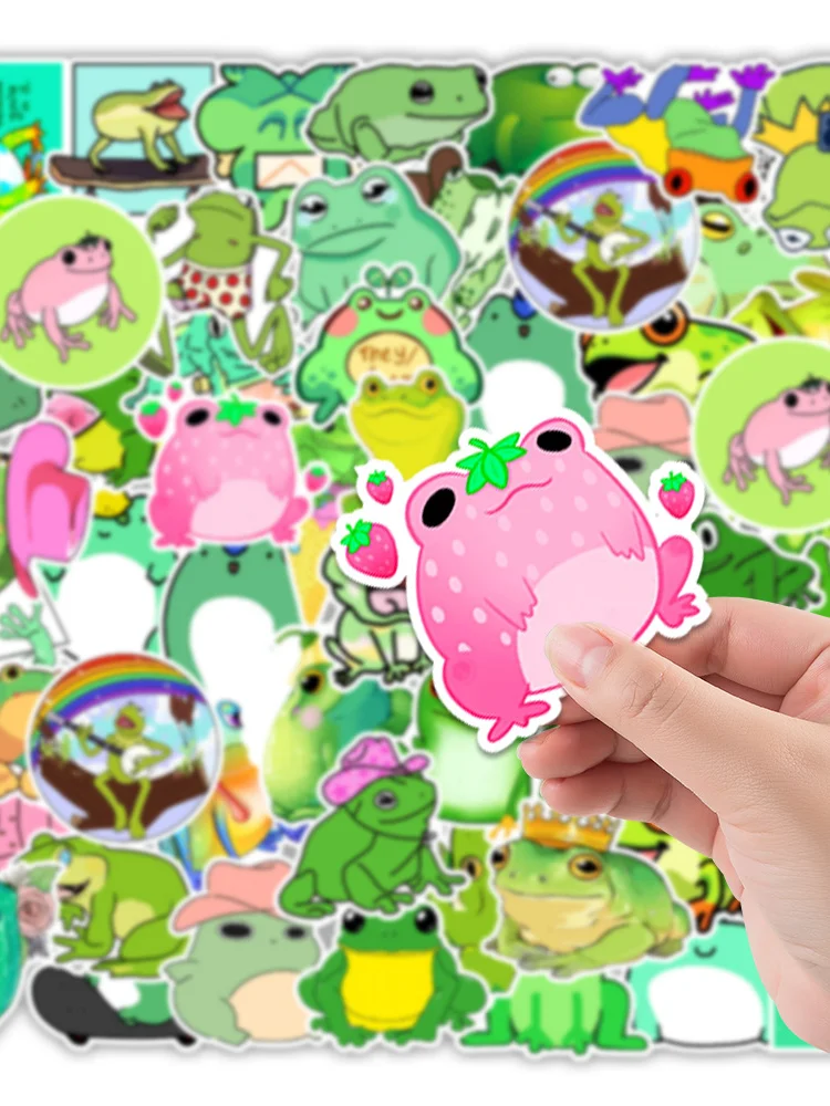 Pegatina de juguete Kawaii para ni&ntilde;os y ni&ntilde;as, decoraci&oacute;n de coche de equilibrio con dibujos animados de rana de Color, 10/50 Uds.-3