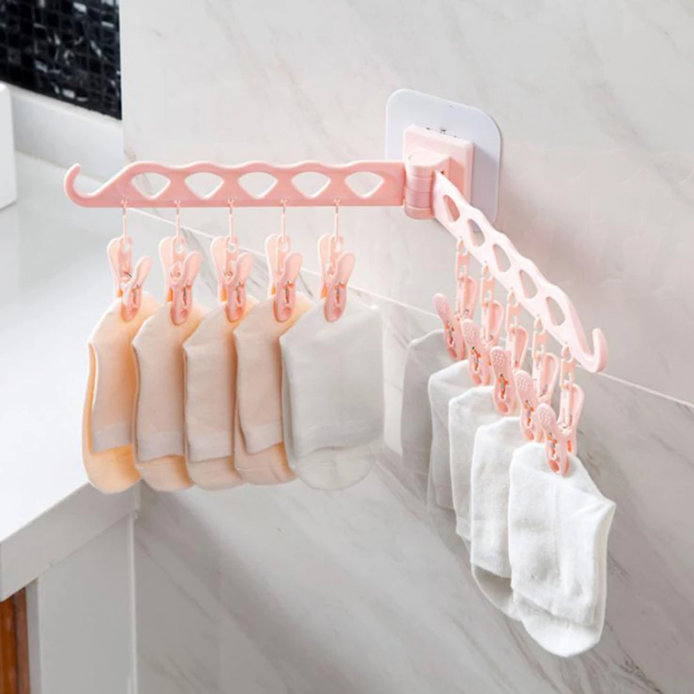 Подвесная настенная вешалка для дома 10 зажимов Складная Многофункциональная