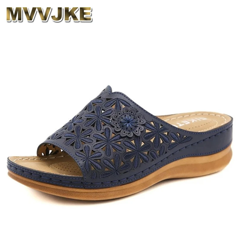 

Женские шлепанцы MVVJKEwedge, винтажные мягкие сандалии, большие размеры 41 42, лето 2021