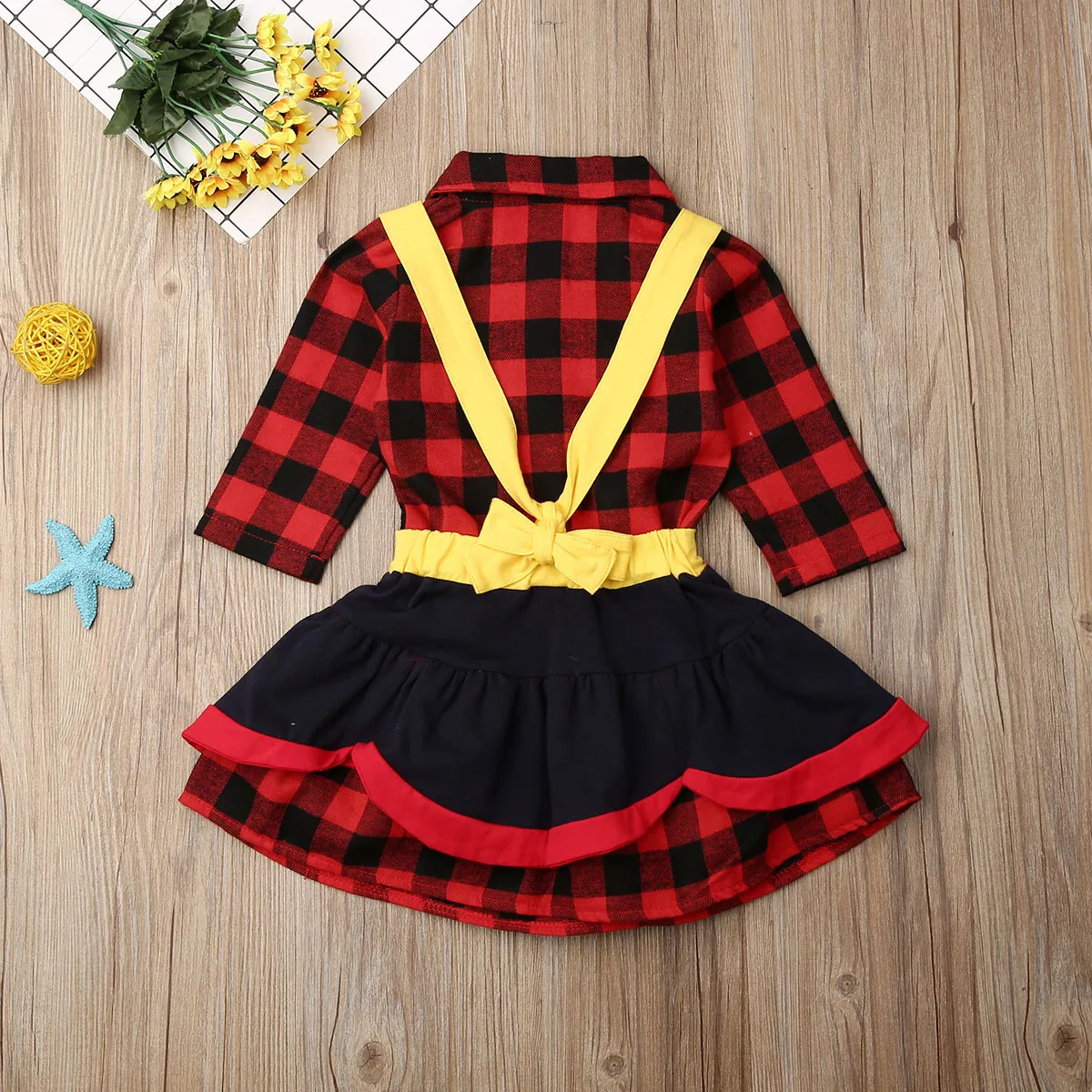 Одежда для девочек рождественские наряды маленьких клетчатые Топы + юбки-пачки
