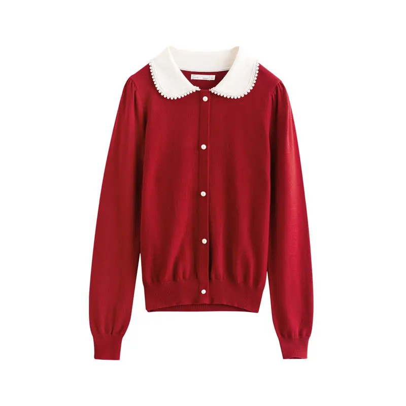 

INMAN Spring Autumn Sweater Coat Short V-Neck Fashionable Long Sleeve Cardigan Knit Women's Sweater