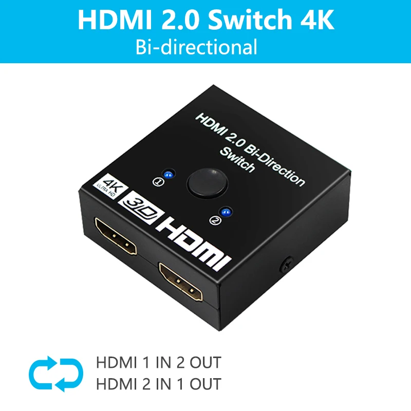 Wiistar HDMI Сплиттер 4K переключатель Bi-Direction 1x 2/2x1 адаптер коммутатор 2 в 1 выход для PS4/3