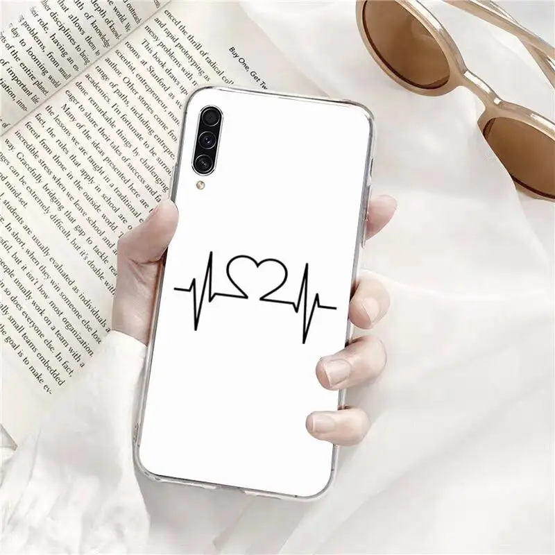 

Simple Lines Love Heart Phone Case Transparent for Samsung A71 S9 10 20 HUAWEI p30 40 honor 10i 8x xiaomi note 8 Pro 10t 11