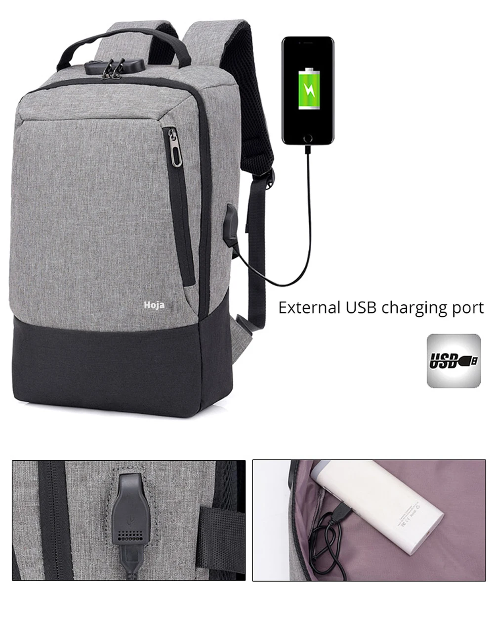 Модный мужской рюкзак 15,6 дюймов с защитой от кражи через usb, бизнес рюкзак для ноутбука, большой Многофункциональный рюкзак для путешествий, сумки